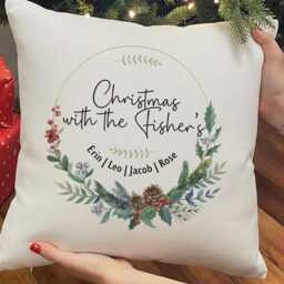 Personalised Family Christmas Cushion Cover Custom Name, Soft Or Linen - thumbnail 2