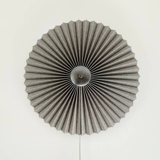 Rosette Wall Light Charcoal Linen Pleated Lampshade, Solid Brass Finial - image 1
