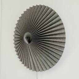 Rosette Wall Light Charcoal Linen Pleated Lampshade, Solid Brass Finial - thumbnail 3
