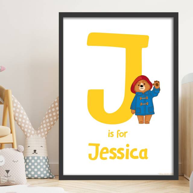 Paddington Bear Tv Print - Yellow Letter & Personalised Name Wall Art - image 1