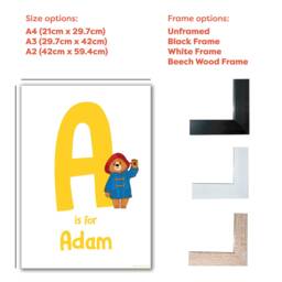 Paddington Bear Tv Print - Yellow Letter & Personalised Name Wall Art - thumbnail 3