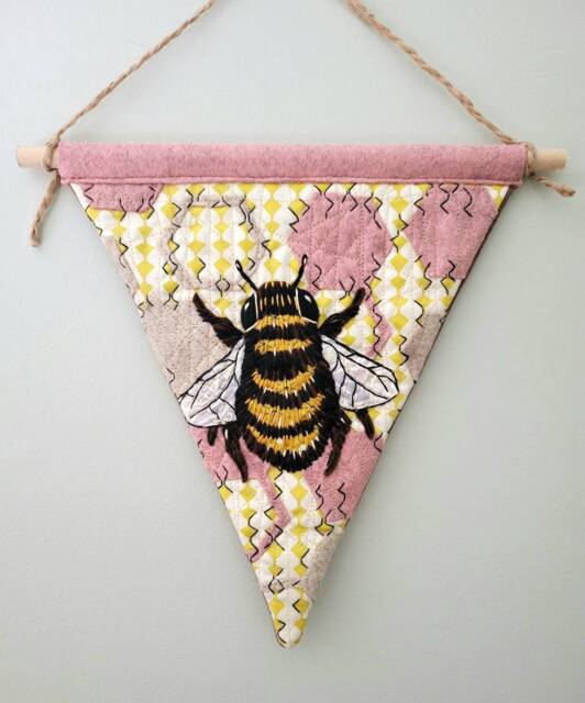 Bumblebee Pennant Flag Nursery Wall Decor, Textile Art - image 1