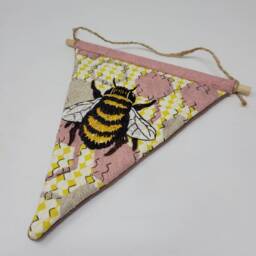 Bumblebee Pennant Flag Nursery Wall Decor, Textile Art - thumbnail 2