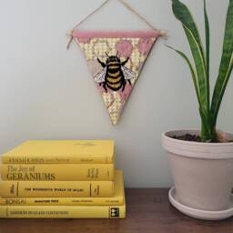 Bumblebee Pennant Flag Nursery Wall Decor, Textile Art - thumbnail 4
