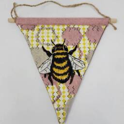 Bumblebee Pennant Flag Nursery Wall Decor, Textile Art - thumbnail 3
