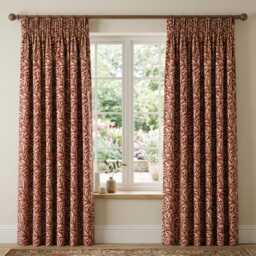 William Morris Willow Bough Crimson Curtains - Custom Made To Measure Fully Lined