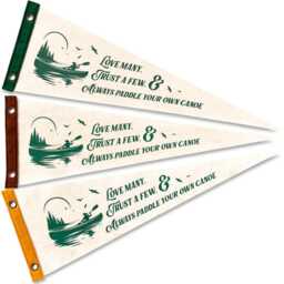 Love Many, Trust A Few, & Paddle Your Own Canoe Pennant - Travel Felt Flag Banner Nautical Vintage Style Cabin Wall Decor - thumbnail 2