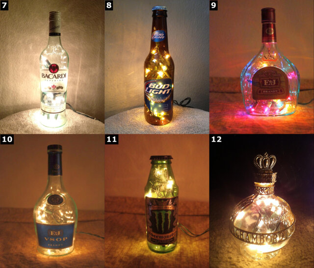 Upcycled Alcohol Bottle Lamp Lighted Liquor Decor Led Bar Gift Custom Man Cave & Party Lighting - Select - image 1