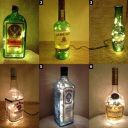 Upcycled Alcohol Bottle Lamp Lighted Liquor Decor Led Bar Gift Custom Man Cave & Party Lighting - Select - thumbnail 2