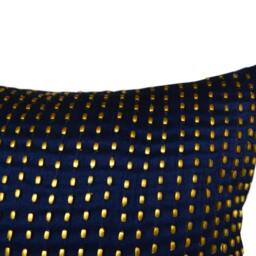 Navy Blue Silk Pillow Cover Beaded Gold Sequins, Decorative Throw Cushion - thumbnail 2