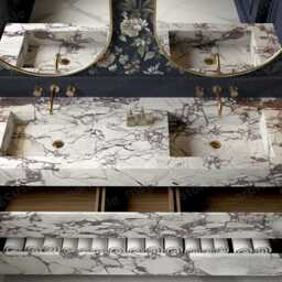 Calacatta Viola Marble Double Sink Vanity - Freestanding Bathroom Console - thumbnail 3