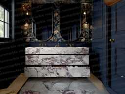 Calacatta Viola Marble Double Sink Vanity - Freestanding Bathroom Console