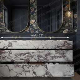Calacatta Viola Marble Double Sink Vanity - Freestanding Bathroom Console - thumbnail 2