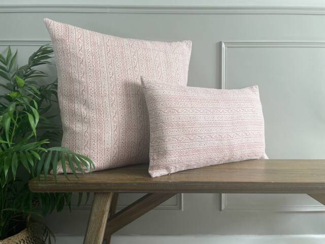 Florence - Red - Cherbury Small Block Print Handmade Cushion Cover - The Brunswick Collection - image 1