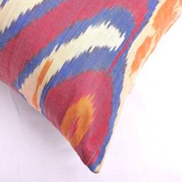 Handloom Ikat Lumbar Pillow Cover, Multi Color Accent - 14x23 Inches - thumbnail 3