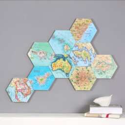 Wall Decal Art, Custom Map Gift, Travel Hexagon Map Wall Art Block, Personalised Home Decor, Couples World Art - thumbnail 3