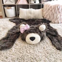Brown Bear Rug in Plush Faux Fur For Woodland Nursery - thumbnail 2
