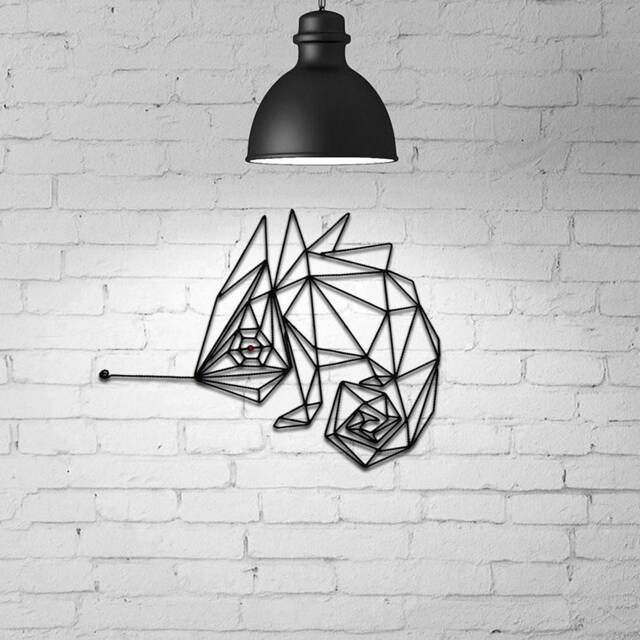 Chameleon Wall Hanging, Geometric , Art, Metal Decor, Wire Lizard Wildlife Gift Idea - image 1