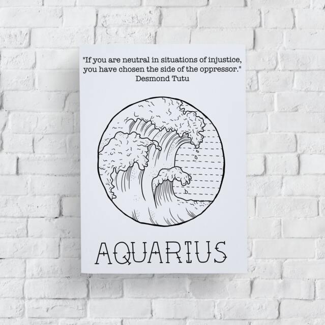 Aquarius Astrology Print Feminist Zodiac Art Birthday Gift - image 1