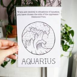 Aquarius Astrology Print Feminist Zodiac Art Birthday Gift - thumbnail 2
