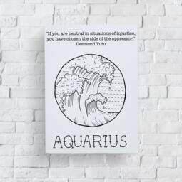 Aquarius Astrology Print Feminist Zodiac Art Birthday Gift - thumbnail 1