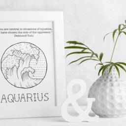 Aquarius Astrology Print Feminist Zodiac Art Birthday Gift - thumbnail 3
