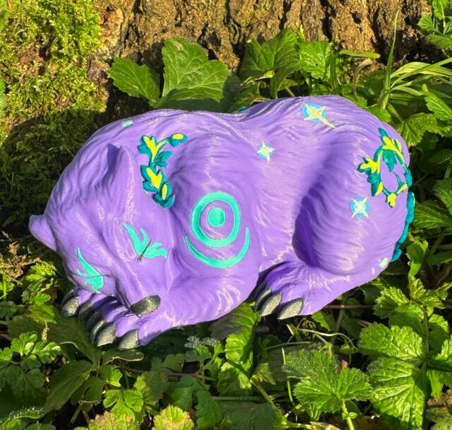 Purple Night Elf Druid Bear 3D Printed Figure 15cm X 7cm - image 1