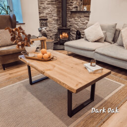Alva Waney/Live Edge Coffee Table With Square Metal Legs Pine Handmade Handcrafted