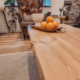 Alva Waney/Live Edge Coffee Table With Square Metal Legs Pine Handmade Handcrafted - thumbnail 3