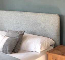 Bespoke Headboard Cover - Made To Measure Silver Blue Textured Fabric