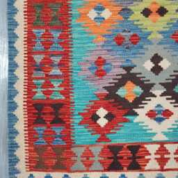 Multicolour Rug, Handmade Artisan Afghan Turkish Scandinavian Navajo Bohemian Flatweave Wool Kilim 151x102 cm - thumbnail 4