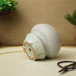 Handmade White Green Volcanic Lava Mame Bonsai Pot. 7.5cm Diameter, 6cm High. G2530 - thumbnail 3