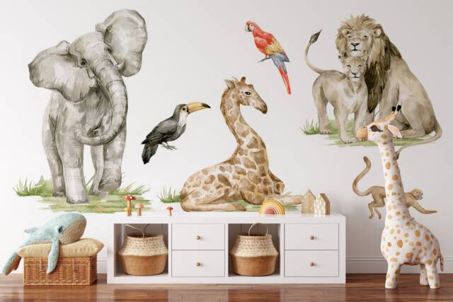 Tropical Jungle Animal Wall Decals Nursery Safari Stickers - image 1