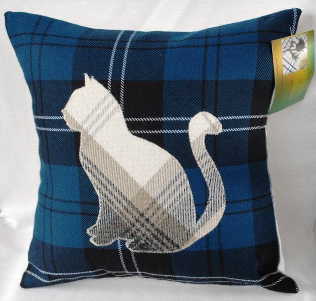 Cat Decorative Handmade Tartan Rustic Pillow, Home Decor Square Cushion, Scottish Gifts 12 - image 1