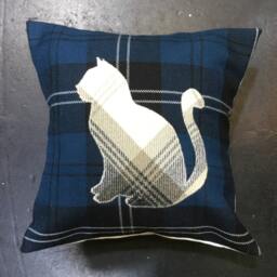 Cat Decorative Handmade Tartan Rustic Pillow, Home Decor Square Cushion, Scottish Gifts 12 - thumbnail 4