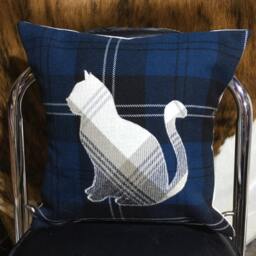 Cat Decorative Handmade Tartan Rustic Pillow, Home Decor Square Cushion, Scottish Gifts 12 - thumbnail 2