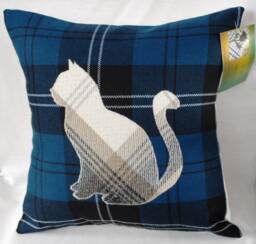 Cat Decorative Handmade Tartan Rustic Pillow, Home Decor Square Cushion, Scottish Gifts 12 - thumbnail 1