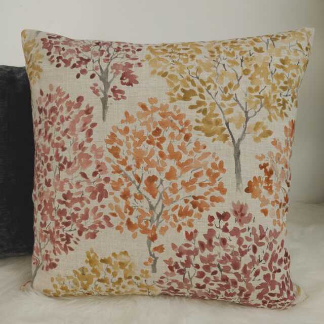 Autumn Tree Print Cushion Cover, Beige Linen Pillow Botanical Floral Cushion, Fall Decor Throw Pillow, Rustic Neutral Home D??cor - image 1