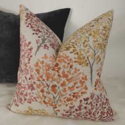 Autumn Tree Print Cushion Cover, Beige Linen Pillow Botanical Floral Cushion, Fall Decor Throw Pillow, Rustic Neutral Home D??cor - thumbnail 3