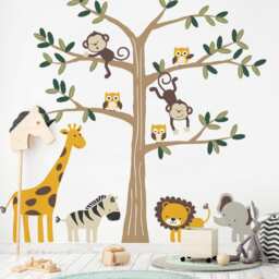 Safari Tree Wall Decal, Cute Animals, Nursery Decor - thumbnail 2
