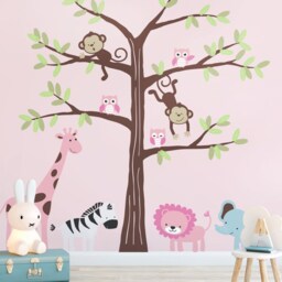 Safari Tree Wall Decal, Cute Animals, Nursery Decor - thumbnail 3