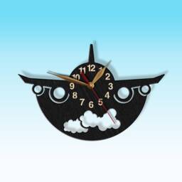 Wall Clock Airplane Big Wooden 16-22Inch Wingspan, Custom Name, Non-Ticking Large, Plane Boys Room Decor Gift, Pilot Art #201 - thumbnail 3