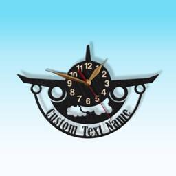 Wall Clock Airplane Big Wooden 16-22Inch Wingspan, Custom Name, Non-Ticking Large, Plane Boys Room Decor Gift, Pilot Art #201 - thumbnail 2