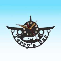Wall Clock Airplane Big Wooden 16-22Inch Wingspan, Custom Name, Non-Ticking Large, Plane Boys Room Decor Gift, Pilot Art #201 - thumbnail 1