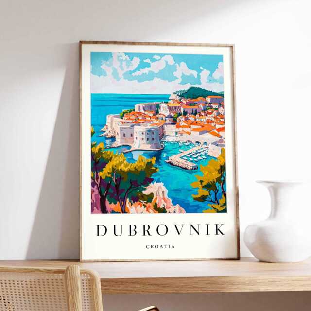 Dubrovnik Croatia Print Old Town, Adriatic Coast Wall Art - image 1