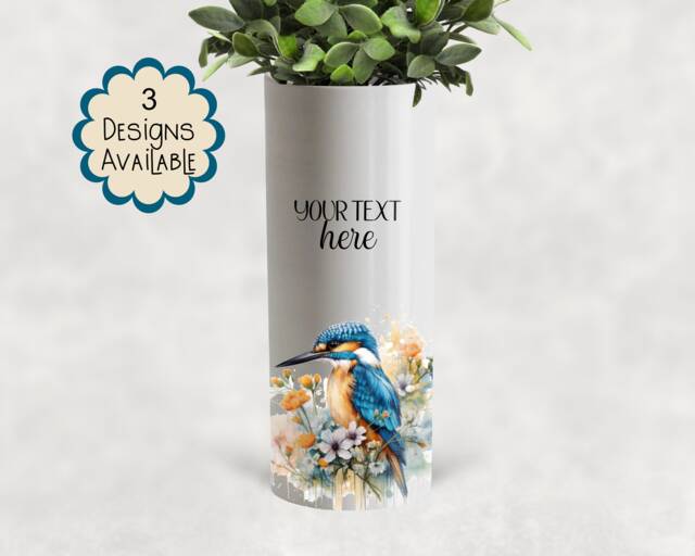 Watercolour Kingfisher Ceramic Vase/ Flower Pot With Custom Text - The Perfect Gift For Lovers - image 1