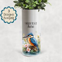 Watercolour Kingfisher Ceramic Vase/ Flower Pot With Custom Text - The Perfect Gift For Lovers - thumbnail 3