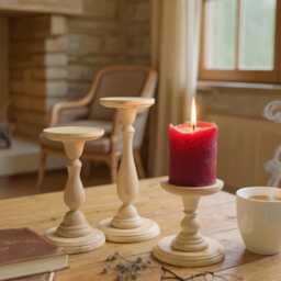 Farmhouse Rustic Wooden Centerpiece Candle Decor Wedding Reception Wood Pillar Candlestick Holders Holder Home Mantel Ideas - thumbnail 2
