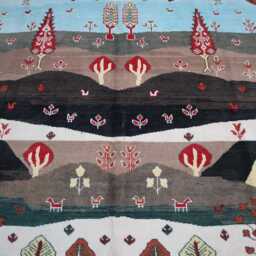7x10 Ft Trees Of Rug, Afghan Kazak Pictorial Brand Luxury Rug, Medallion Geometric Rug For Living Room - thumbnail 3