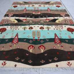 7x10 Ft Trees Of Rug, Afghan Kazak Pictorial Brand Luxury Rug, Medallion Geometric Rug For Living Room - thumbnail 2